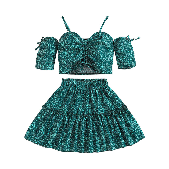Girls Printed Top with Skirt