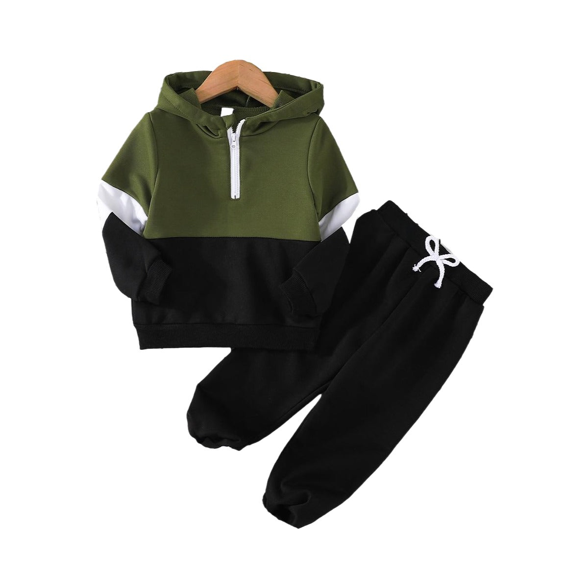 Boys Green & Black Colourblocked Hooded T-shirt with Pyjamas