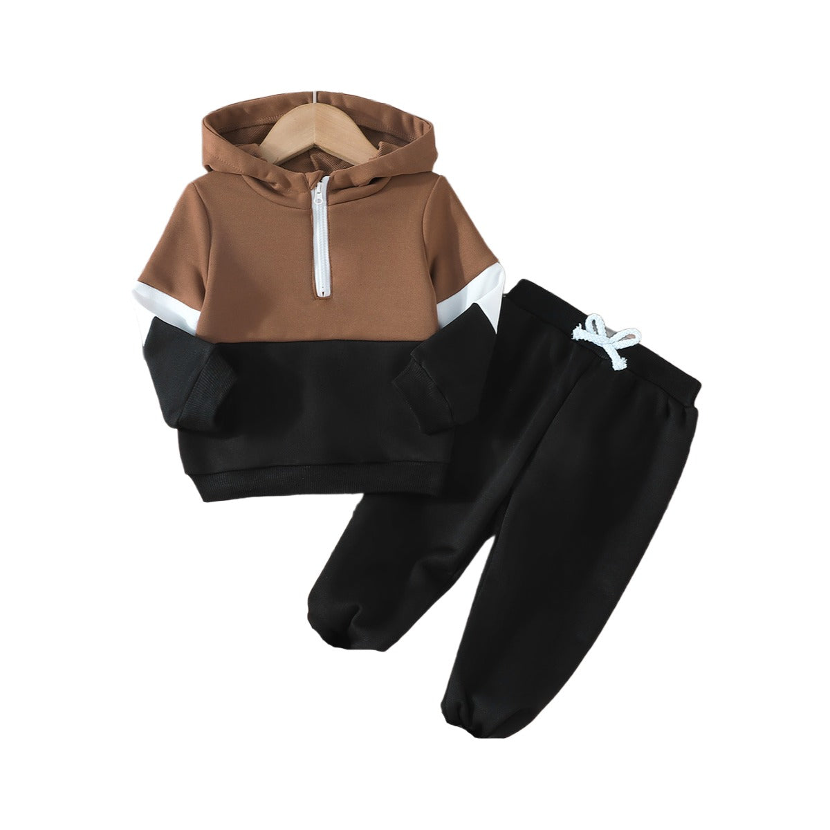 Boys Brown & Black Colourblocked Sweatshirt with Pyjamas