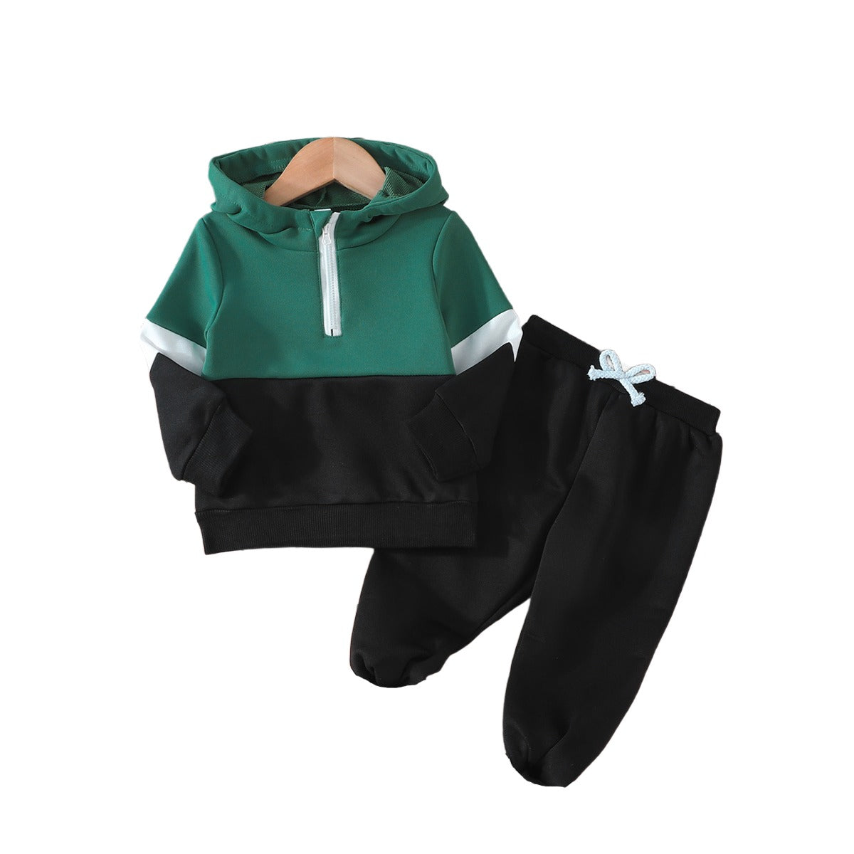 Boys Green & Black Colourblocked Sweatshirt With Pyjamas