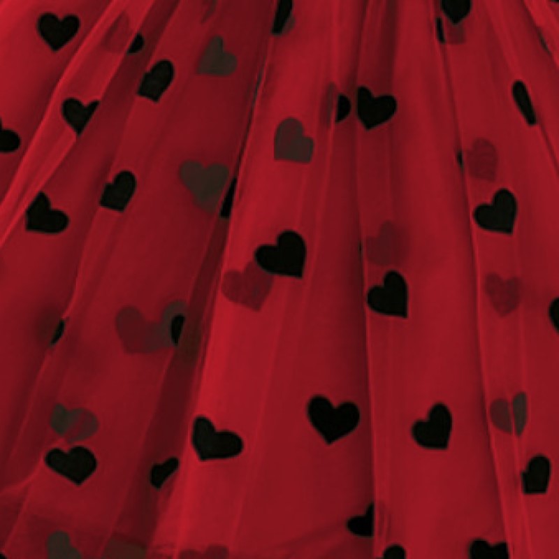 Girls Red & Black Conversational Printed Fit & Flare Dress