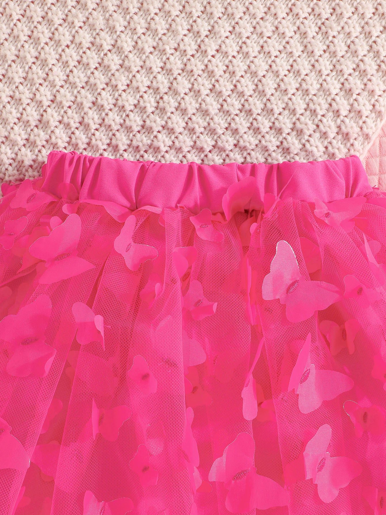 Girls Solid Top and Skirt Set