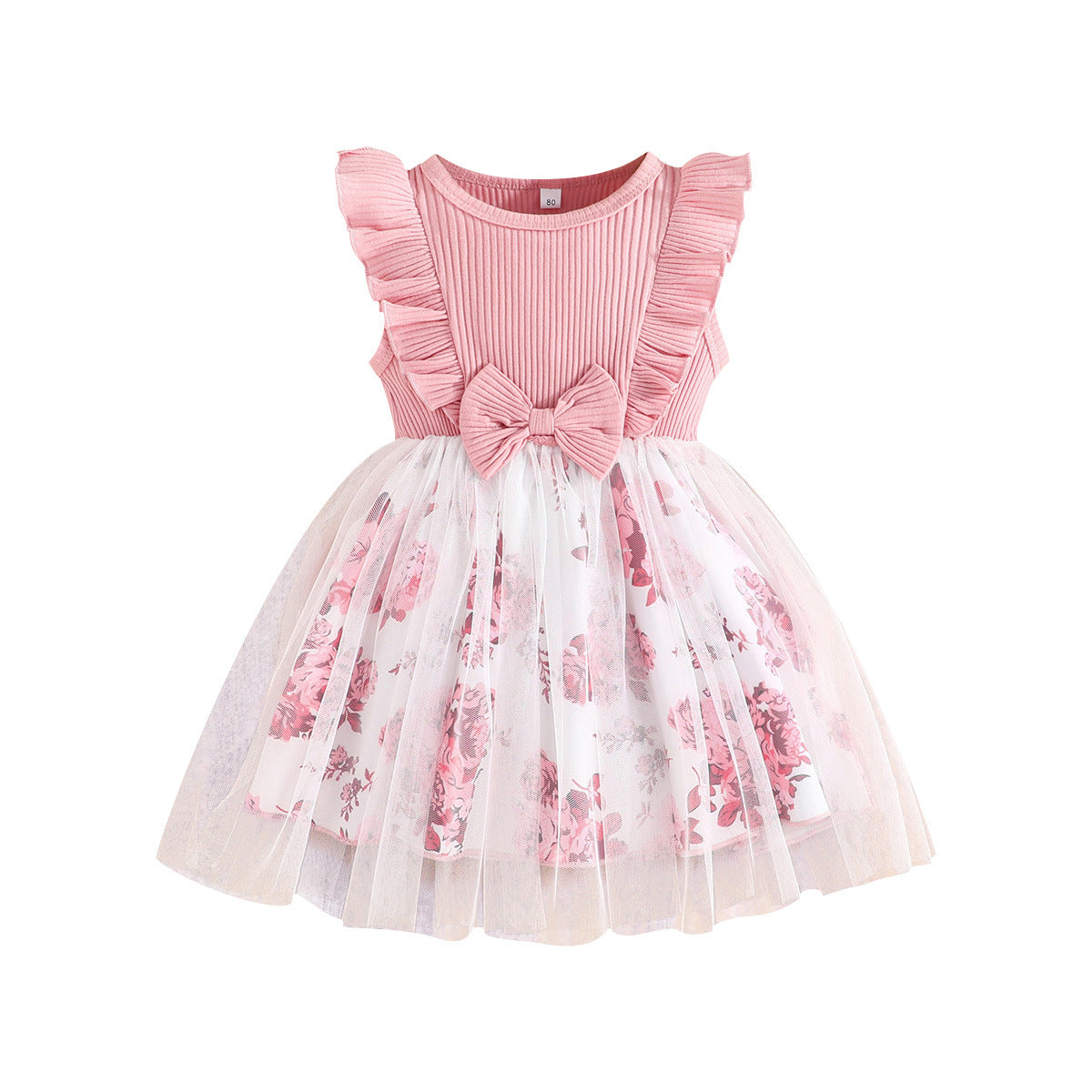 Pink & White Embellished Fit & Flare Dress