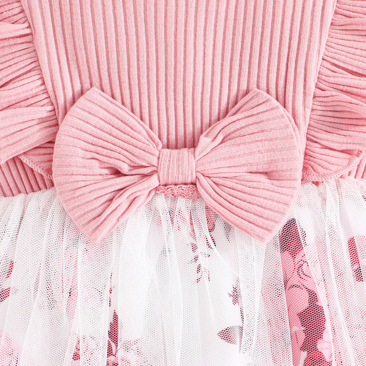 Pink & White Embellished Fit & Flare Dress