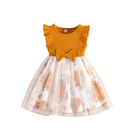 Yellow & White Printed Fit & Flare Dress