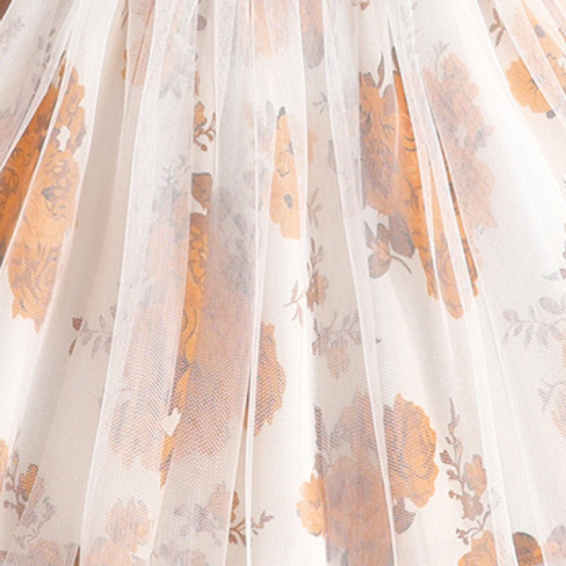 Yellow & White Printed Fit & Flare Dress