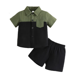 Boys Colourblocked Shirt With Shorts