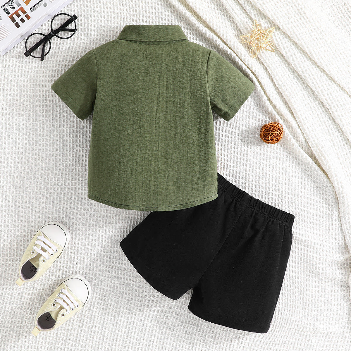 Boys Colourblocked Shirt With Shorts