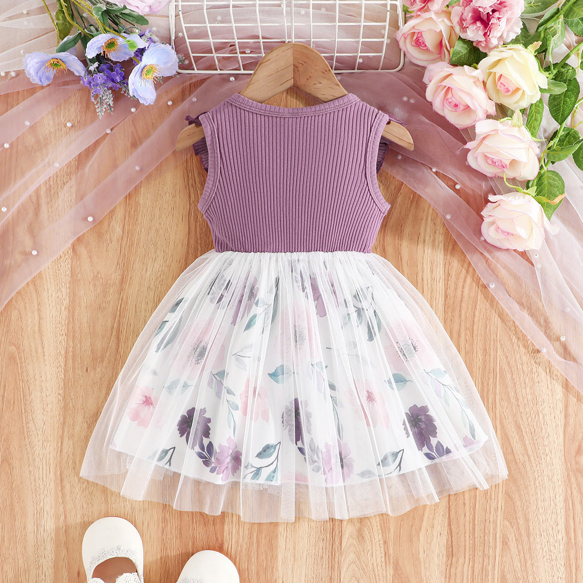 Floral Printed Round Neck Ruffles Fit & Flare Dress