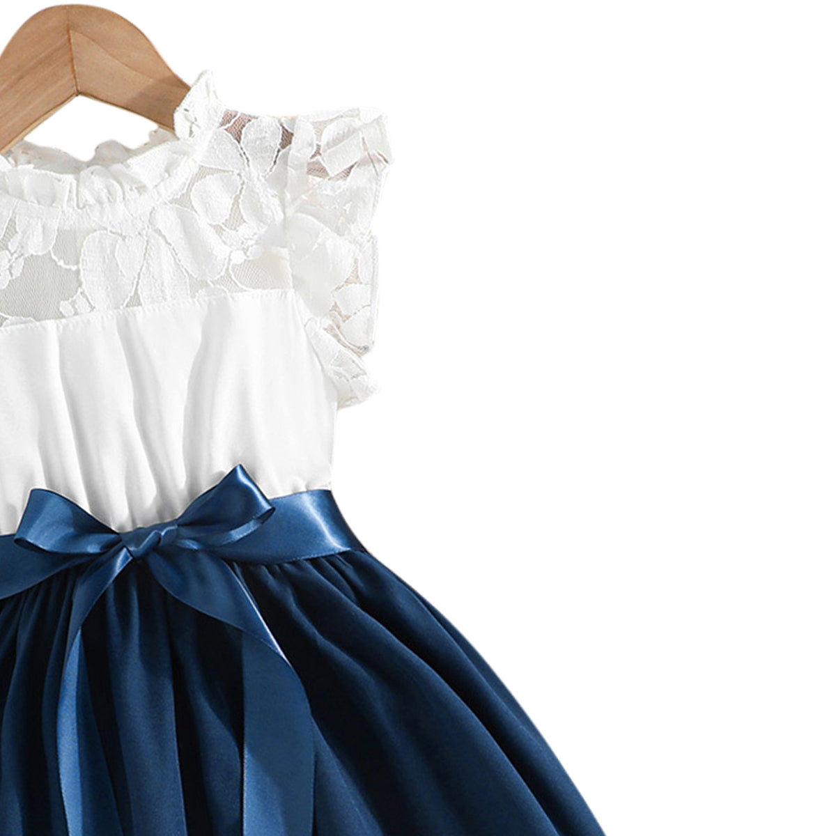 Girls Colourblocked Flutter Sleeve Fit and Flare Dress