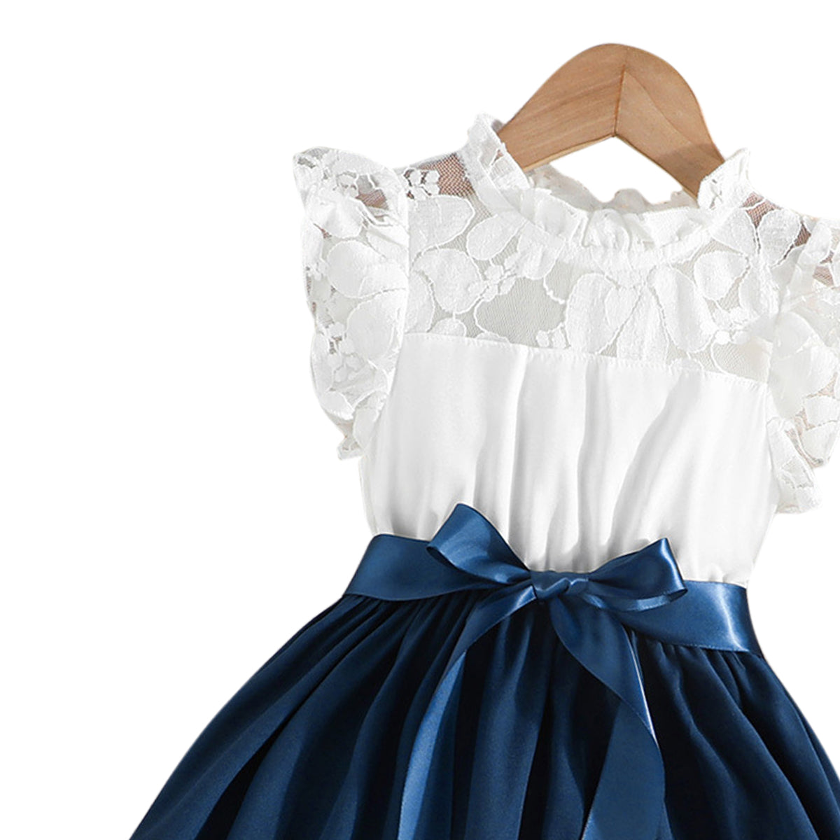 Girls Colourblocked Flutter Sleeve Fit and Flare Dress