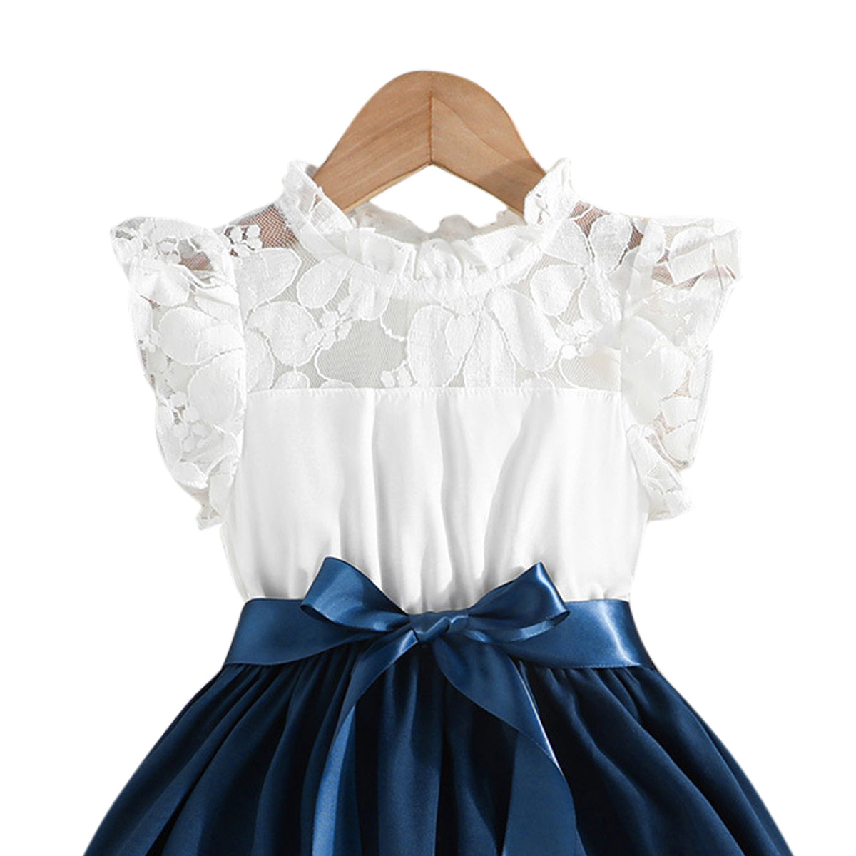 Girls Colourblocked Flutter Sleeve Fit and Flare Dress