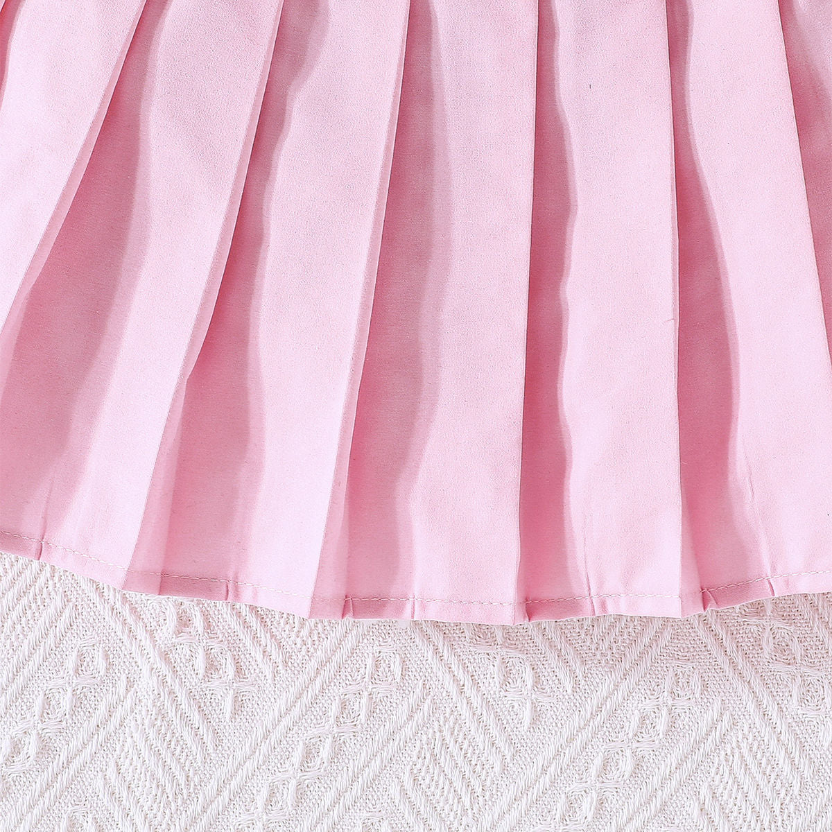 Girls Round Neck Puffed Sleeves Top With Skirt