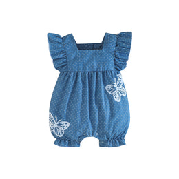 Infant Girls Printed Cotton Square Neck Rompers