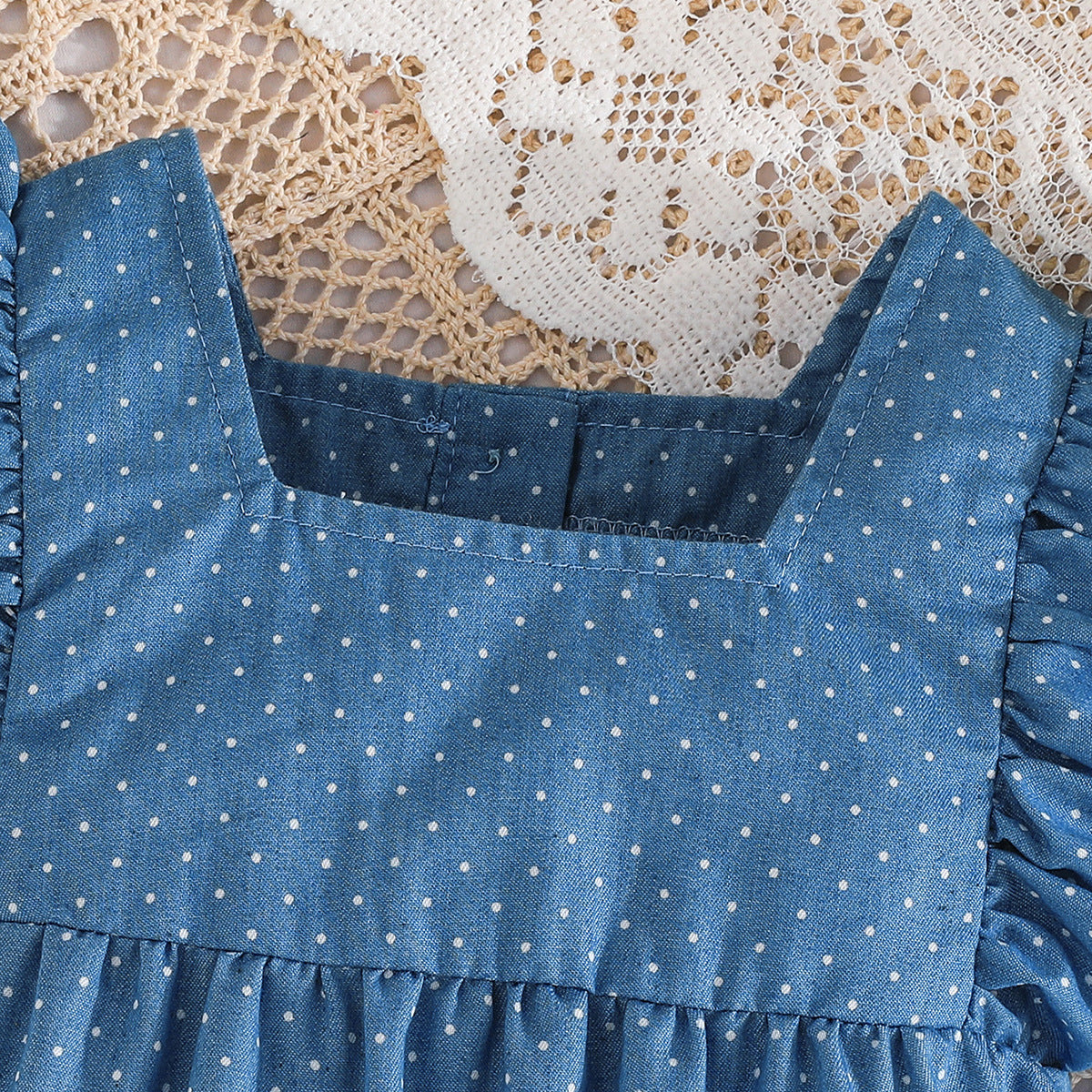 Infant Girls Printed Cotton Square Neck Rompers