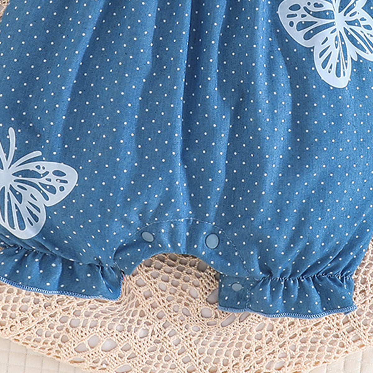 Infant Girls Printed Cotton Square Neck Rompers