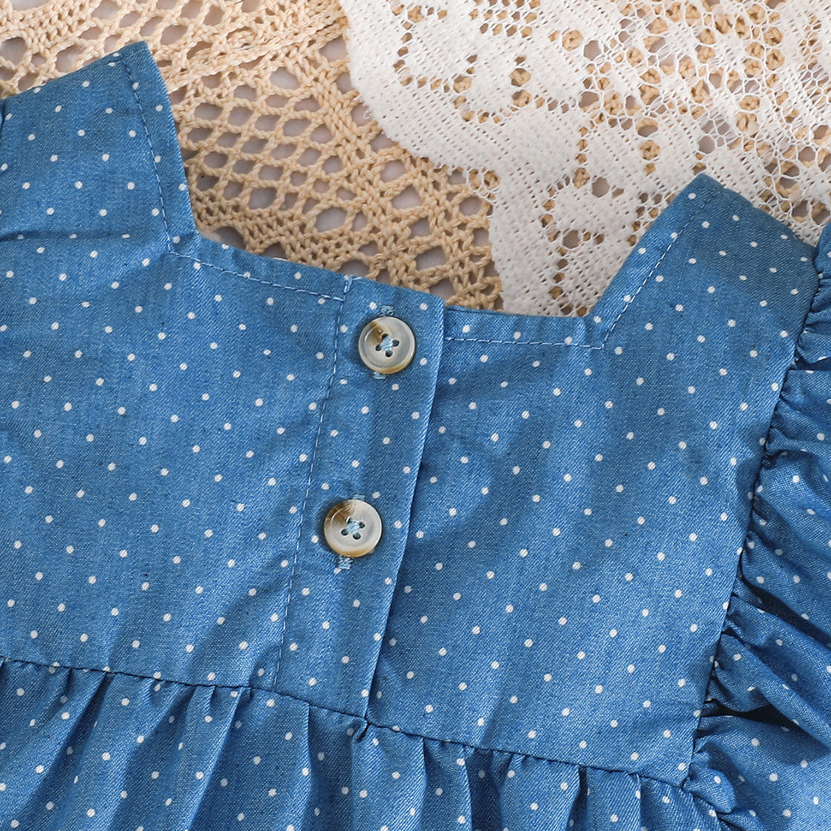 Infant Girls Printed Cotton Square Neck Rompers