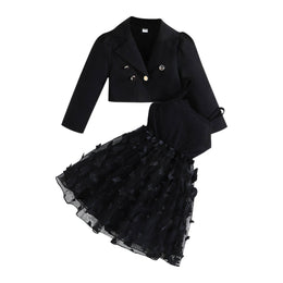 Girls Black Top with Skirt