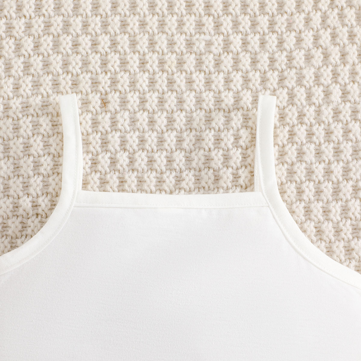 Girls White Shoulder Straps Top With Skirt