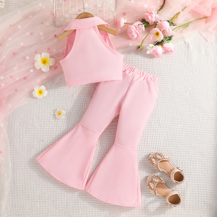 Girls Shirt Collar Top with Bootcut Trousers