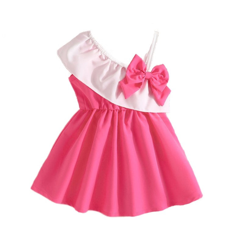 Girls Fuchsia One Shoulder Fit & Flare Dress