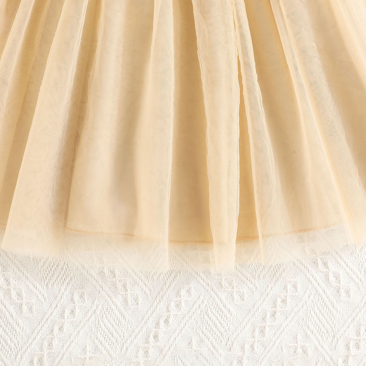 Beige Girls Shirt Collar Sleeveless Bow Detail Fit & Flare Dress