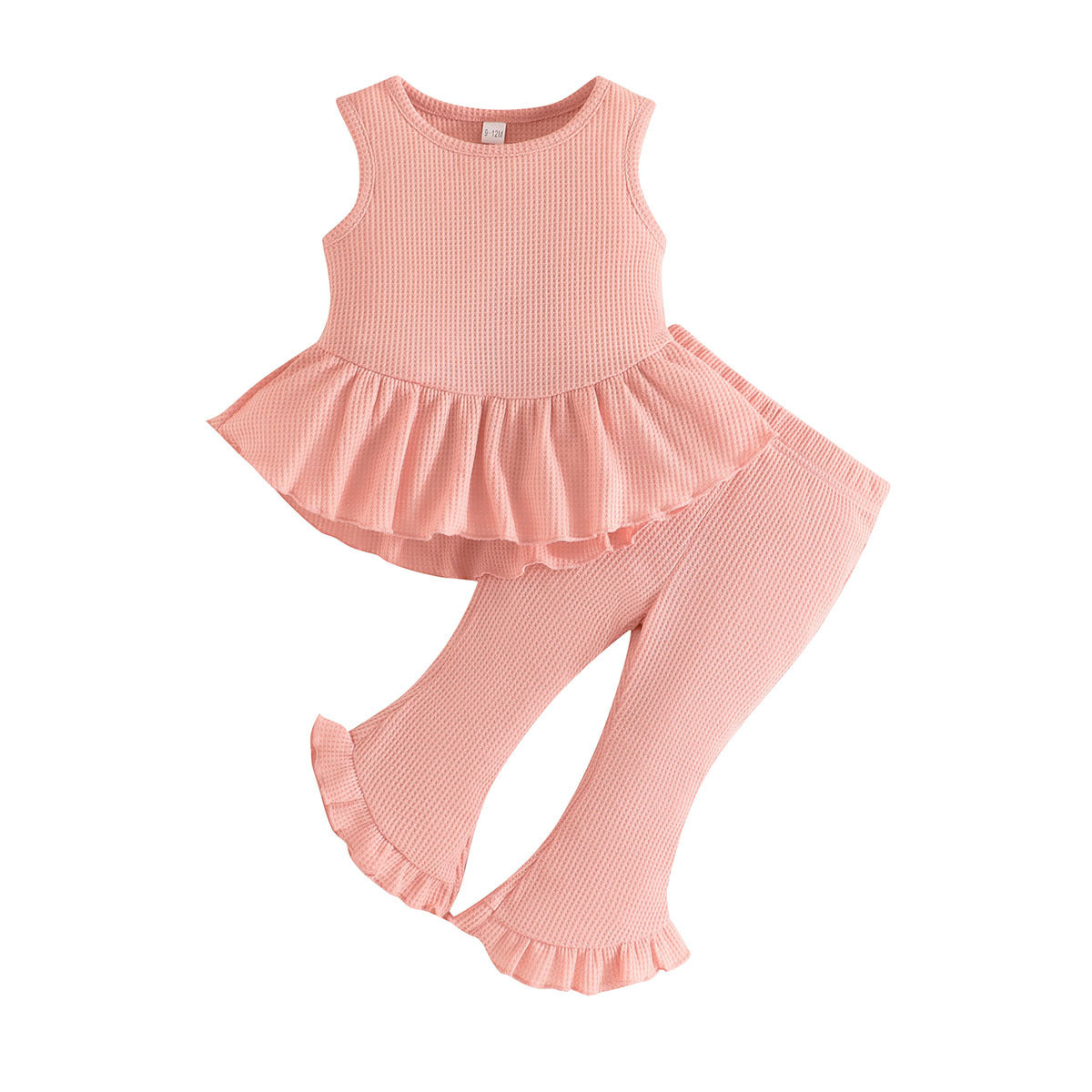 Pink Girls Round Neck Top with Palazzos