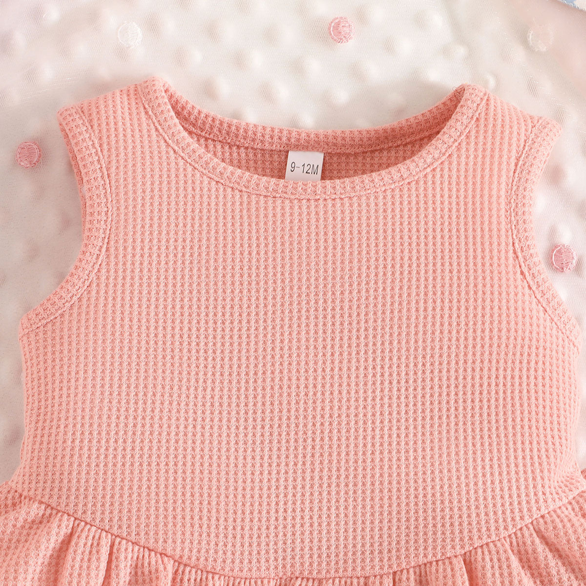Pink Girls Round Neck Top with Palazzos