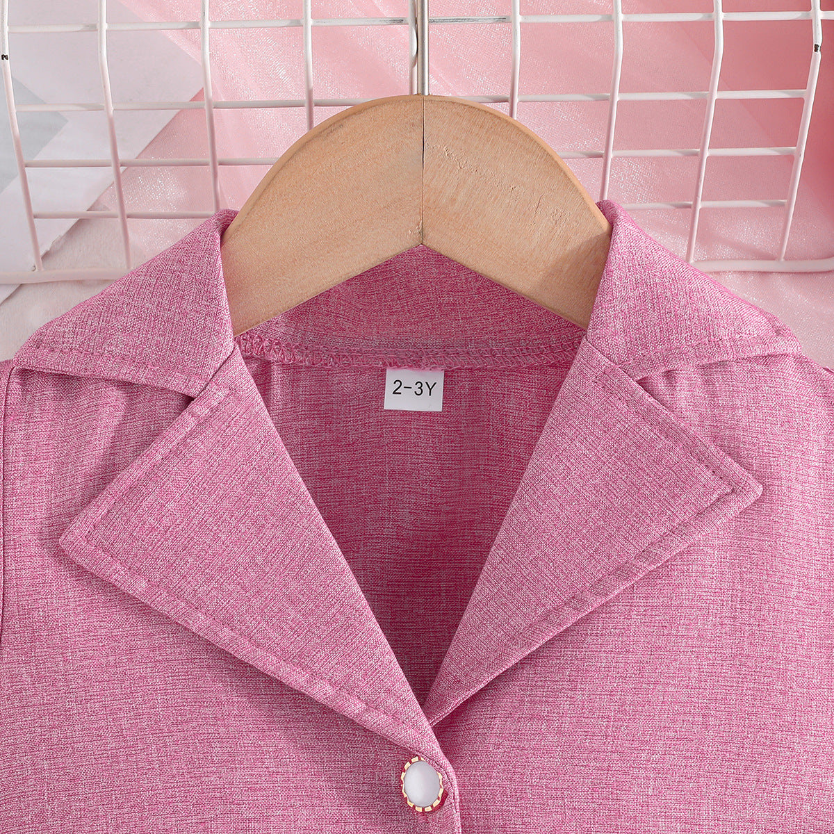 Girls Pink & White Ribbed High Neck Top with Shorts & Waistcoat