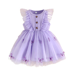 Purple Girls Sleeveless Applique Fit & Flare Dress