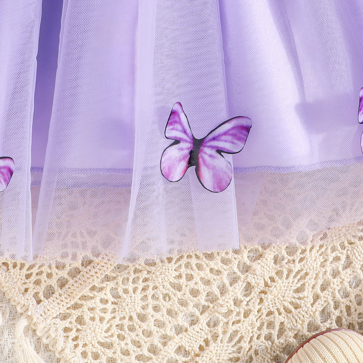 Purple Girls Sleeveless Applique Fit & Flare Dress