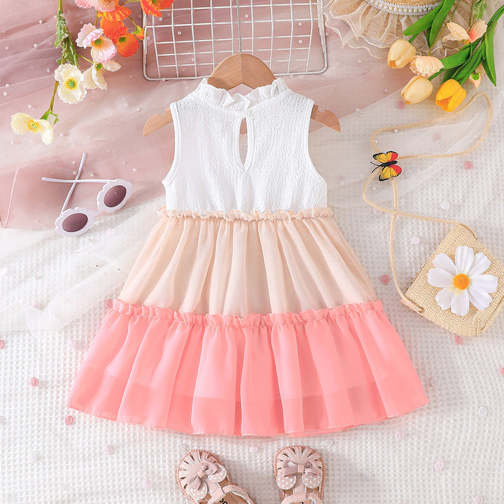 Colourblocked Layered A-Line Dress