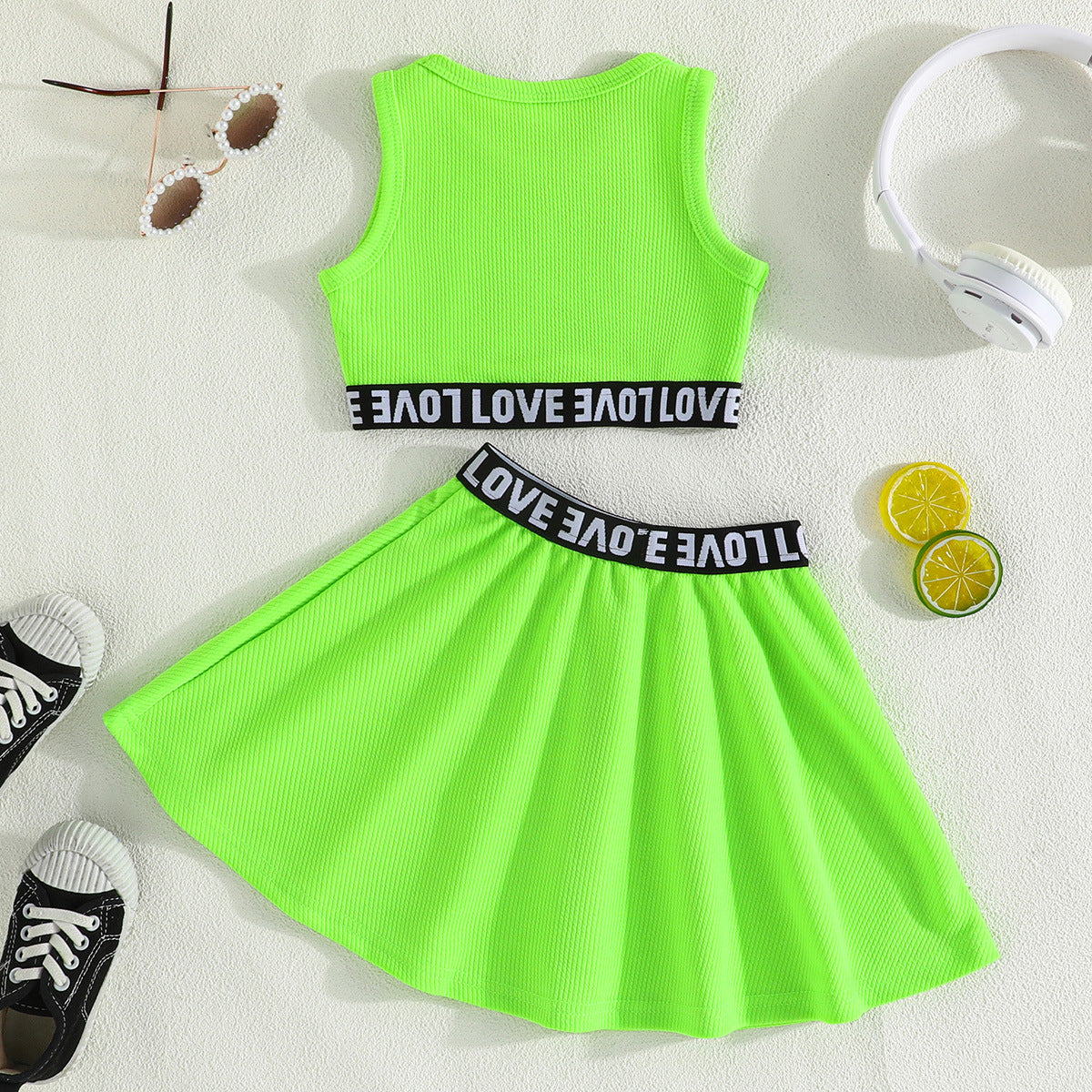 Girls Striped Top with Skirt
