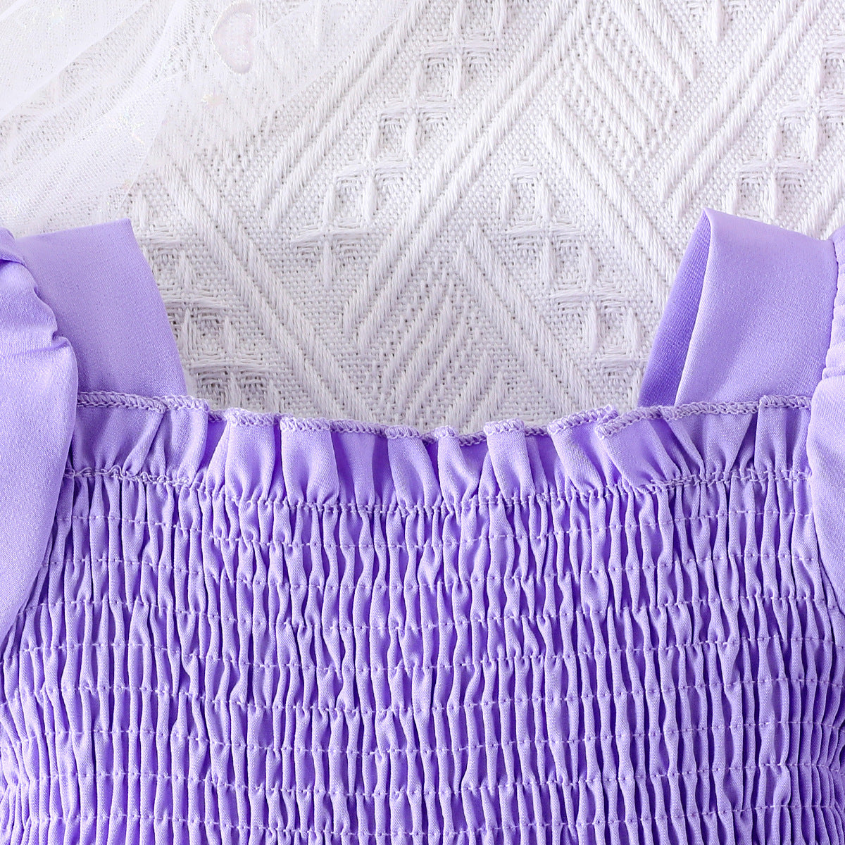 Girls Purple Smocked Top With Floral Printed Trousers