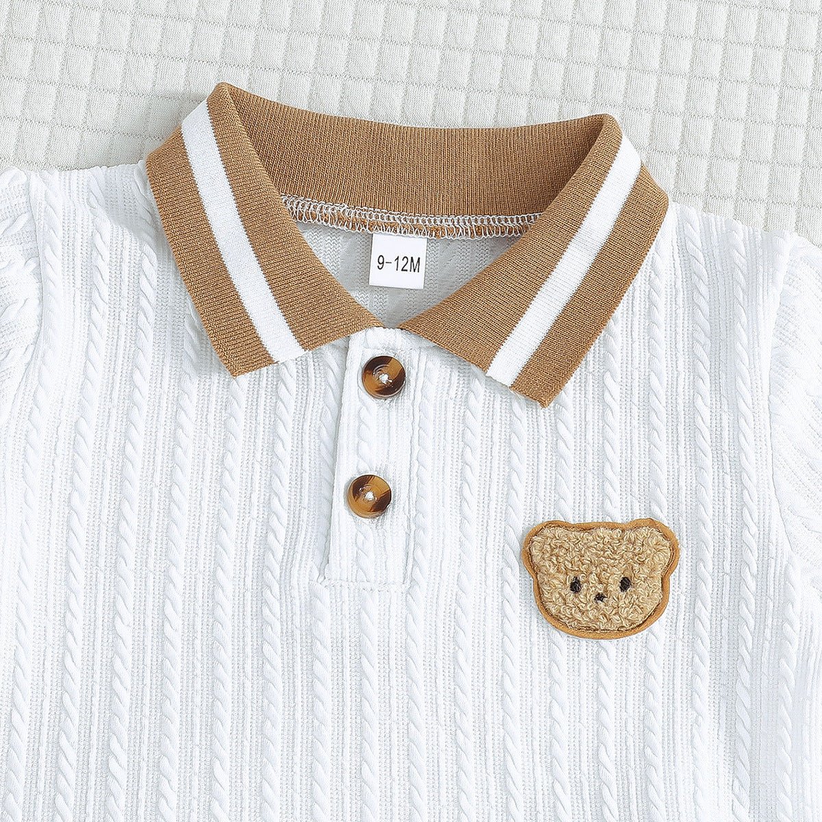 Boys Self Design Polo Collar T-shirt With Shorts