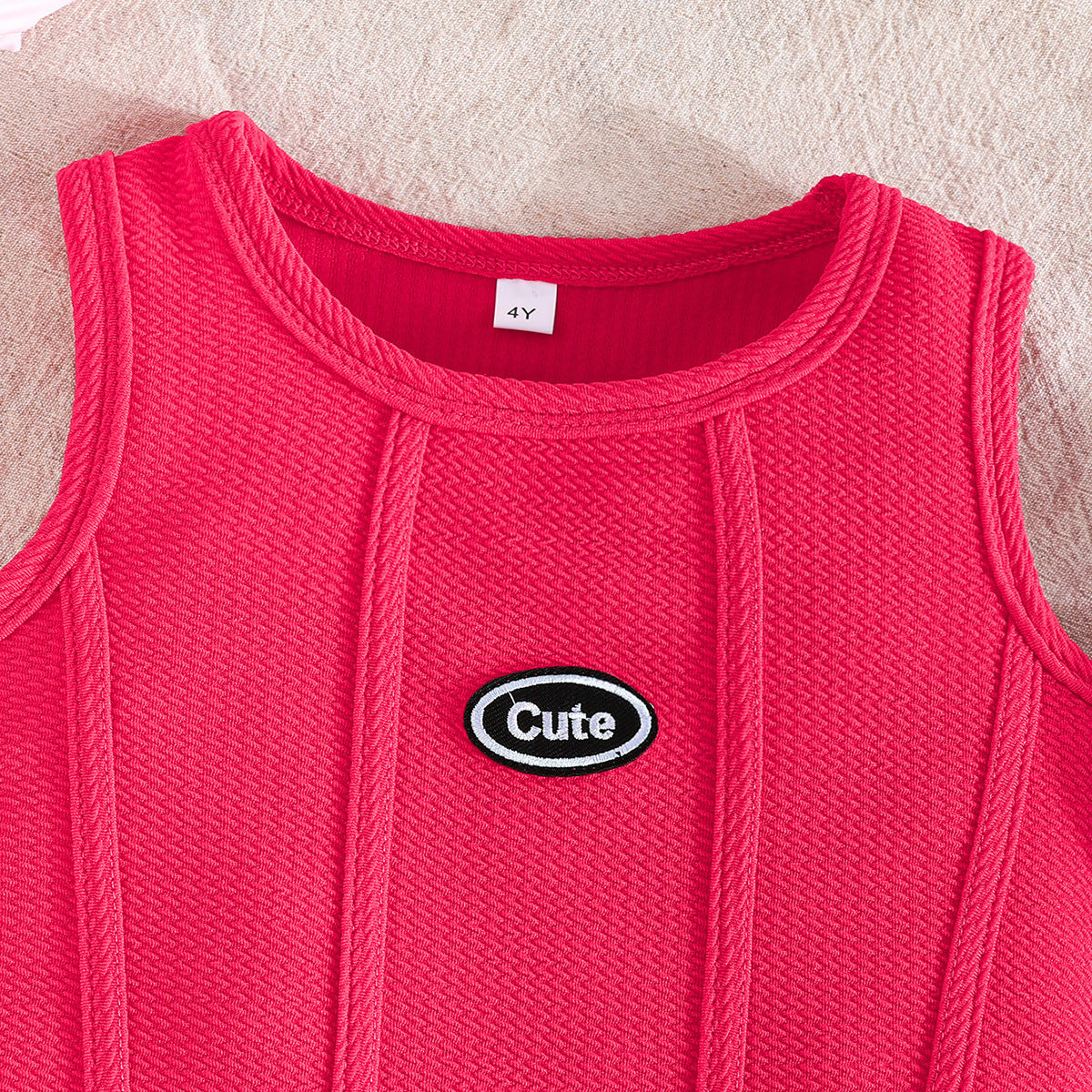 Girls Round Neck Sleeveless Top With Shorts