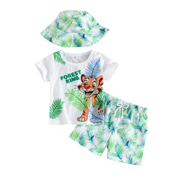 Boys Printed Round Neck T-shirt With Shorts