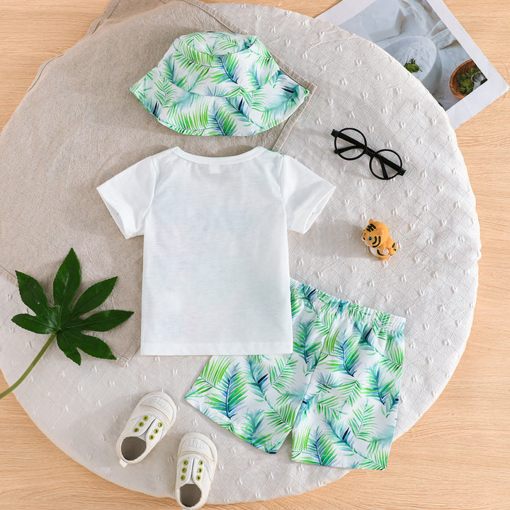 Boys Printed Round Neck T-shirt With Shorts