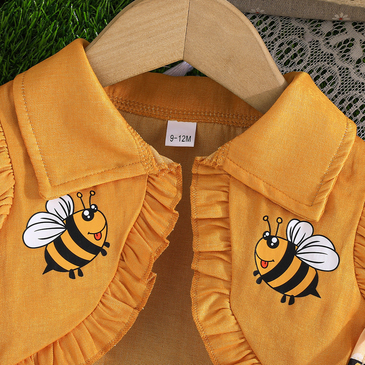 Girls Bee Printed Shoulder Straps Sleeveless Top With Skirt