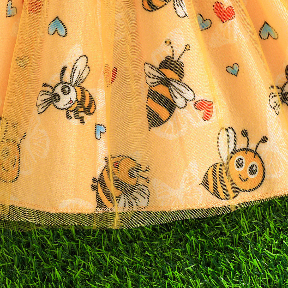Girls Bee Printed Shoulder Straps Sleeveless Top With Skirt