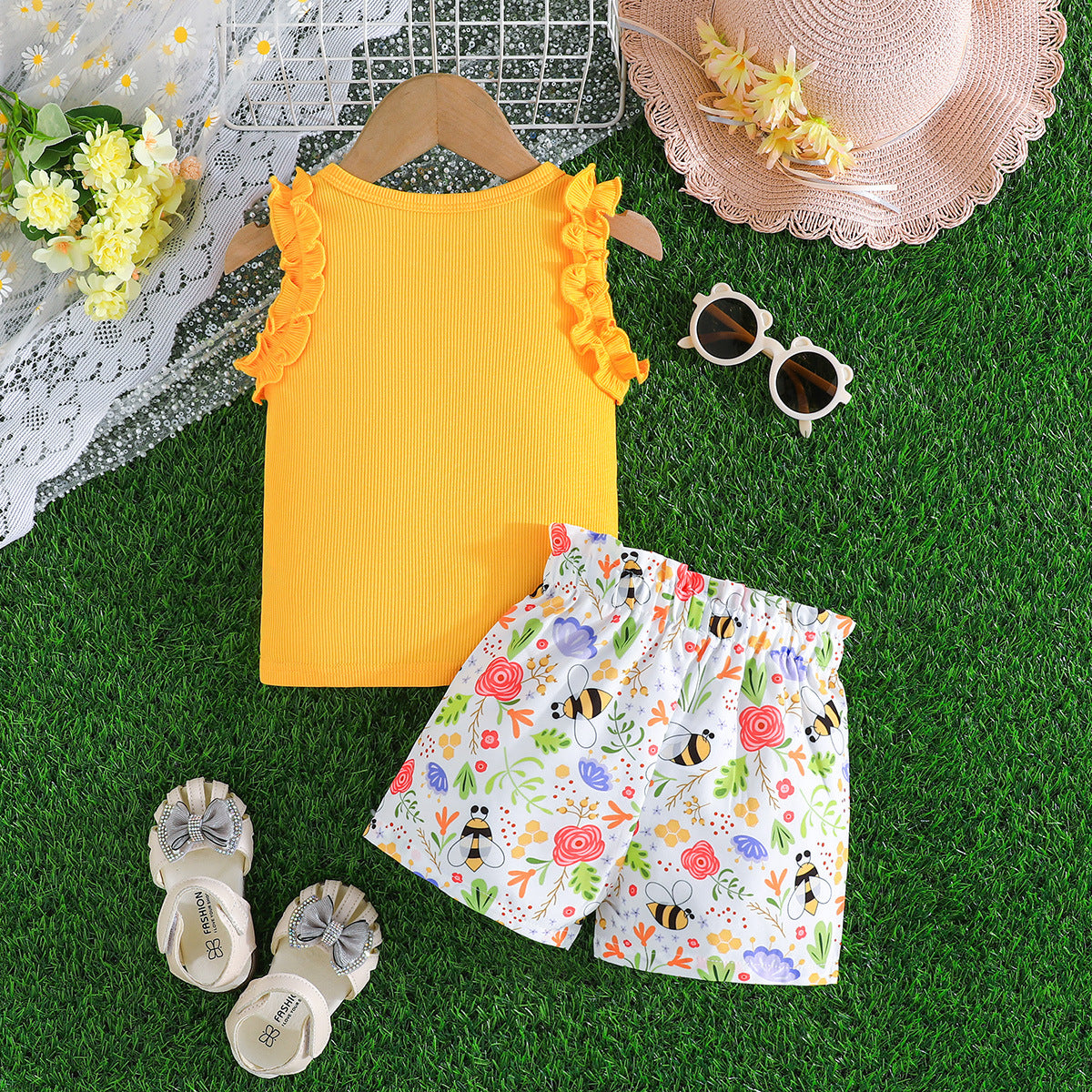 Girls Sleeveless Top With Shorts