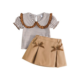 Girls Striped Top With Skirt
