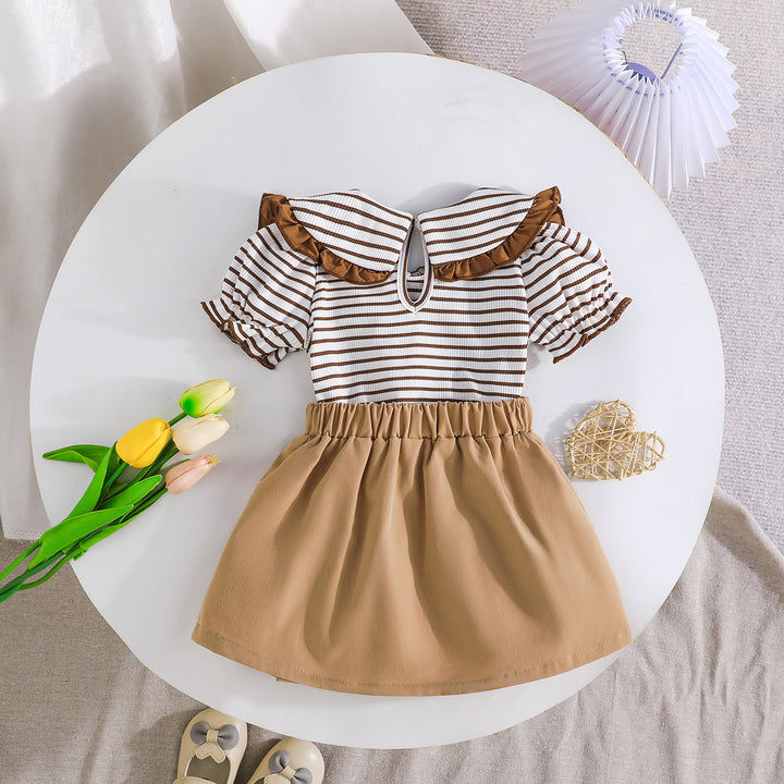 Girls Striped Top With Skirt