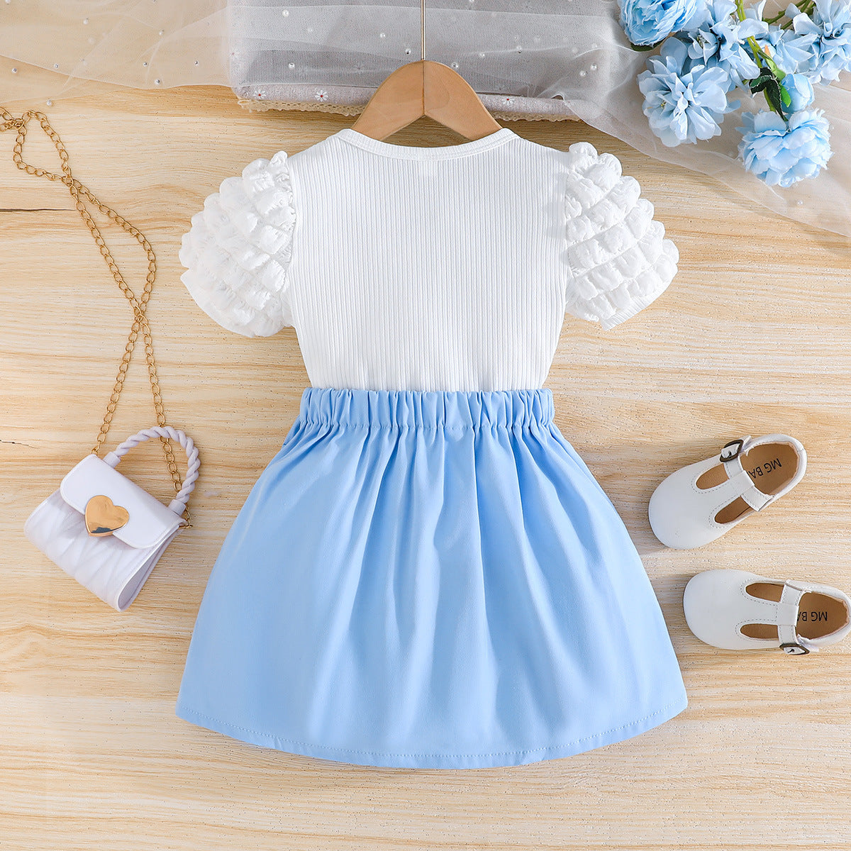 Girls Printed Top With Skirt