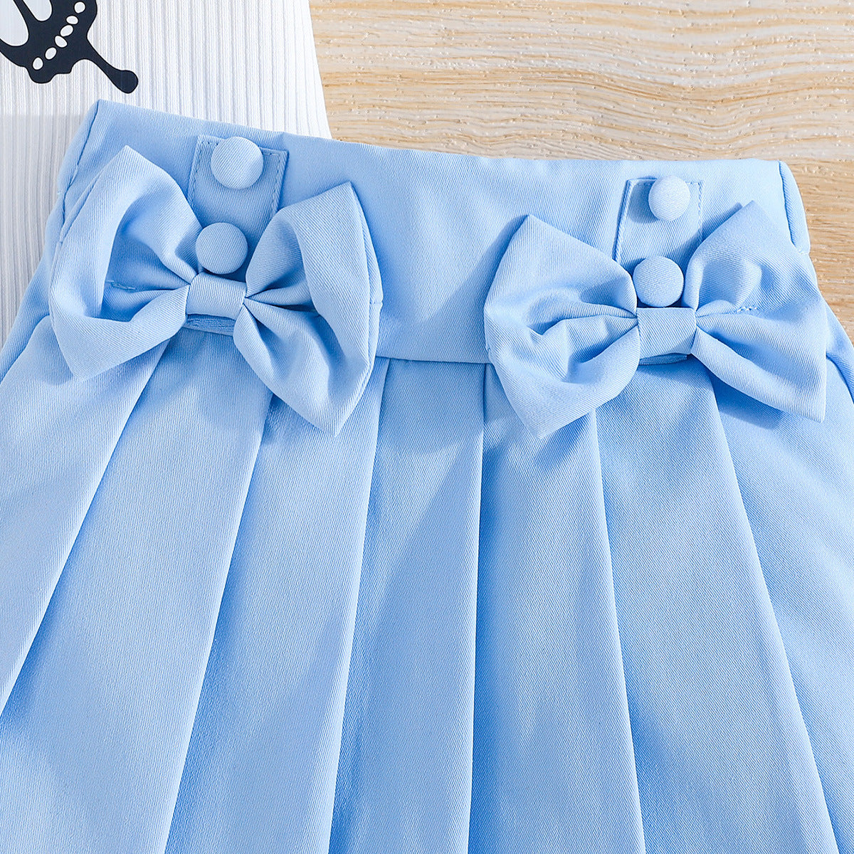 Girls Printed Top With Skirt