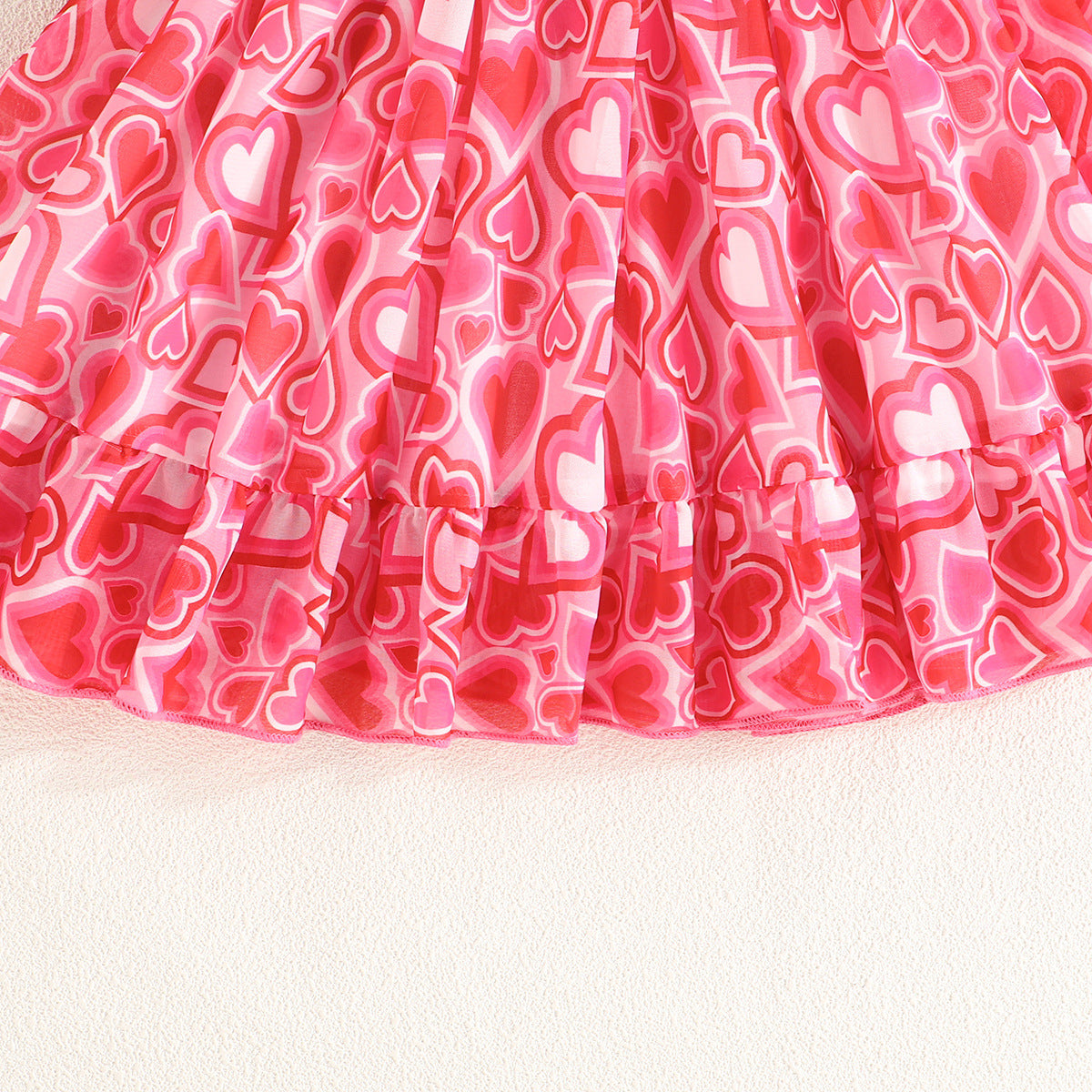Girls Pink & White Floral Printed Layered Fit & Flare Dress