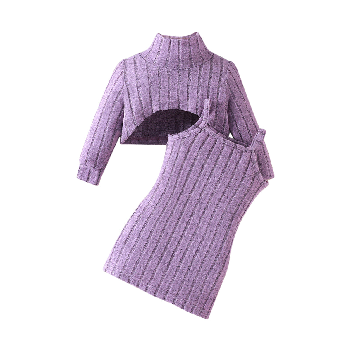 Girls Purple Striped Tunic with Skirt