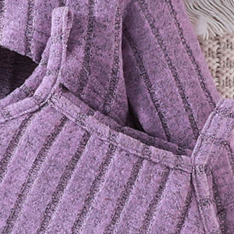 Girls Purple Striped Tunic with Skirt