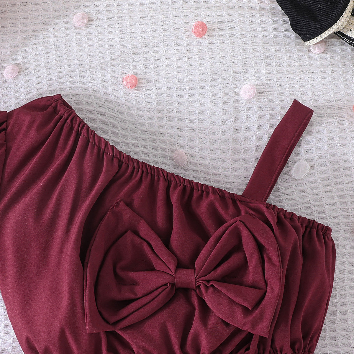 Girls Solid Top and Skirt Set