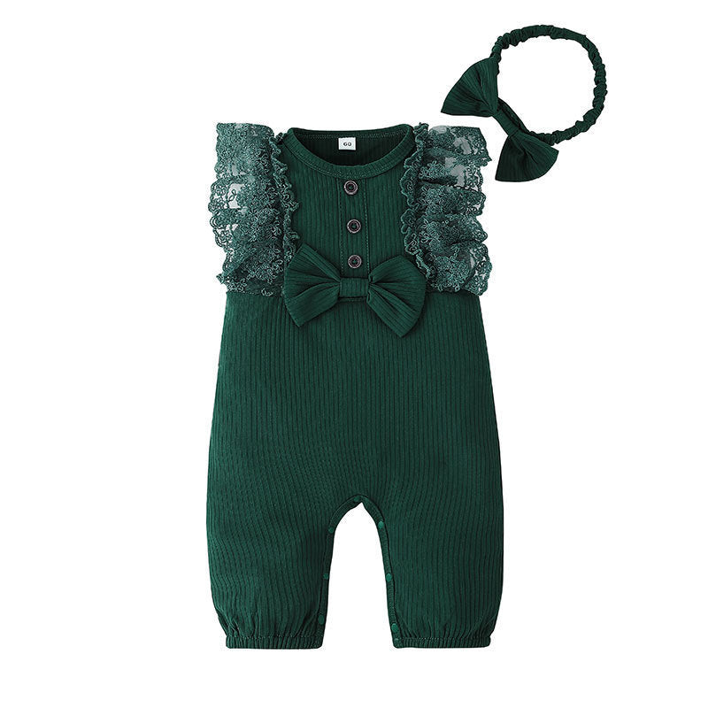 Girls Ribbed Rompers